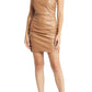 Lulus Be a Stunner Faux Leather Ruched Minidress - Taupe