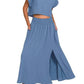 Trendsi - Zenana Heavy Woven Span Crop Tee & Skirt Set