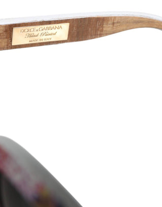 Dolce & Gabbana - Women's Wood Crystal Brass Frame Floral Hand Paint Sunglasses