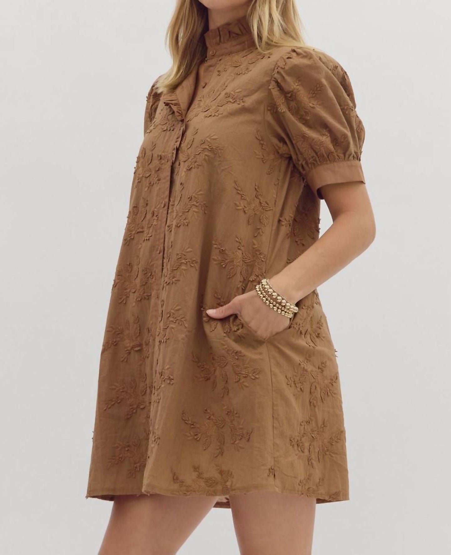 Entro - Graceful Blooms Embroidered Dress