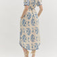 Entro - Vintage Midi Dress with button front and tie