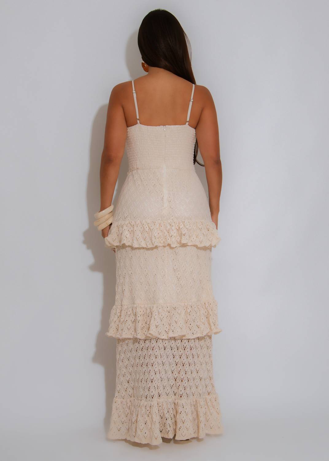 Chicways - Cabana Muse Crochet Ruched Maxi Dress