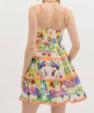 Entro - Citrus Breeze Botanical Print Mini Dress