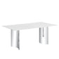 Modern Minimalist Dining Table with Imitation Marble Glass Top and Metal Legs