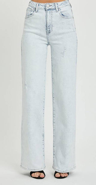 Risen - Women's Acid Wash High-rise Wide Leg Jean