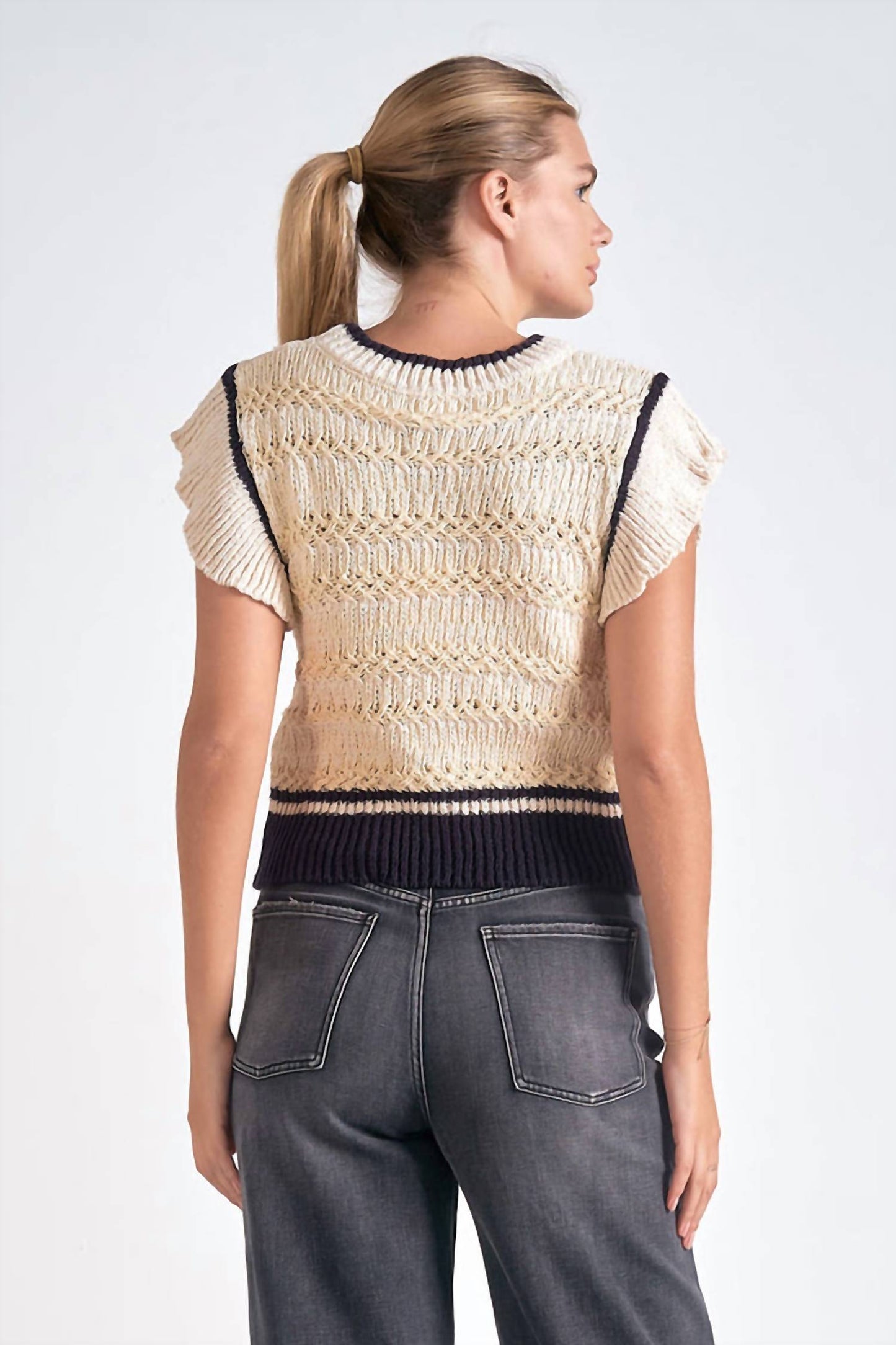 Elan - Fuzzy Cap Sleeve Sweater