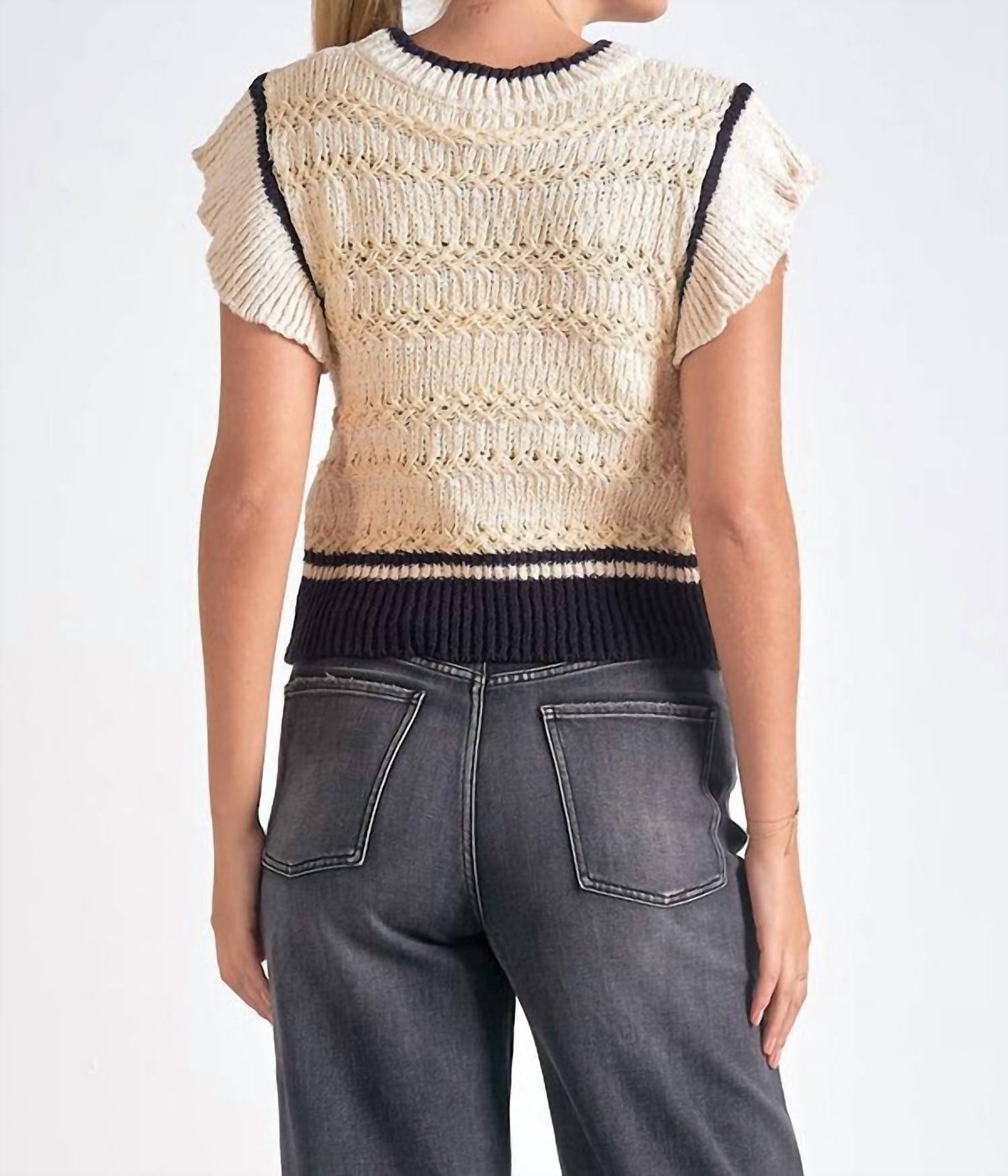 Elan - Fuzzy Cap Sleeve Sweater