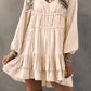 Frill Ruffled V-Neck Long Sleeve Mini Dress