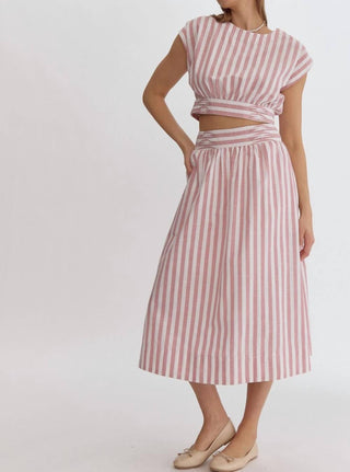 Entro - Striped Midi Skirt