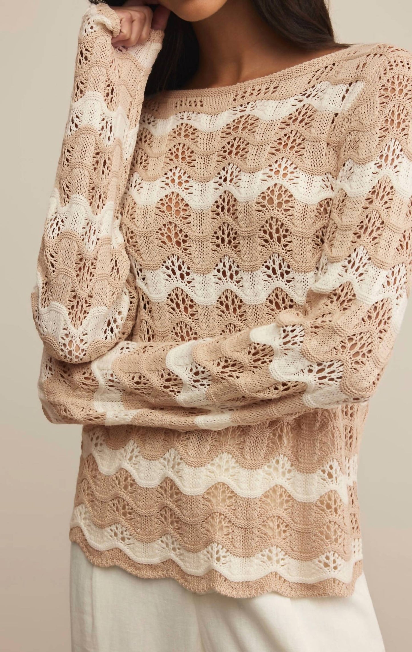 Z Supply - Azura Stripe Crochet Top Sweater
