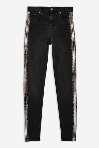 Topshop - Jamie Leopard Stripe Skinny High Rise Jeans