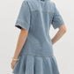 Entro - Denim V-neck Ruffled Mini Dress