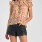 Elan - Ruffle Sleeve Tie Front Blouse
