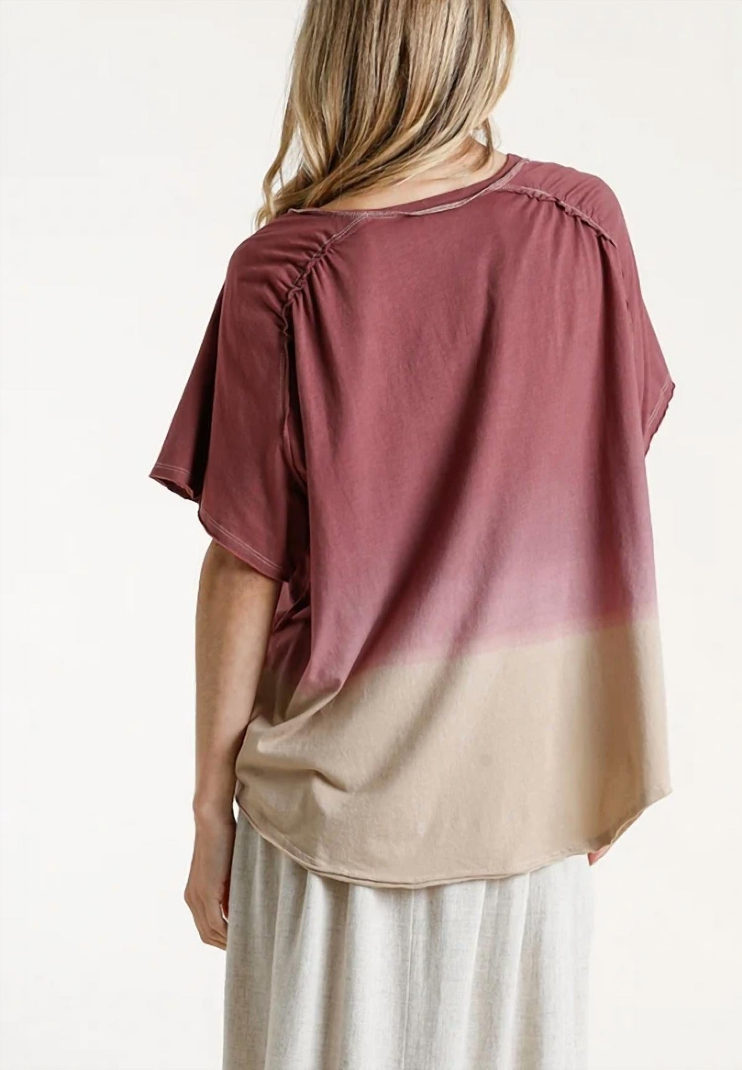 Umgee - Dip Dye Raw Edged Top