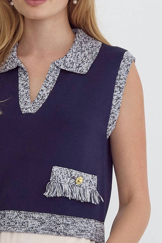 Entro - Collared Sleeveless Top