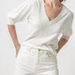 Lilla P - Women's Elbow Sleeve Split Neck Top