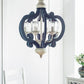 Wood Chandelier 6 Light Farmhouse Pendant Lighting Cream