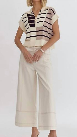 Entro - Quarter Zip Stripe Sweater