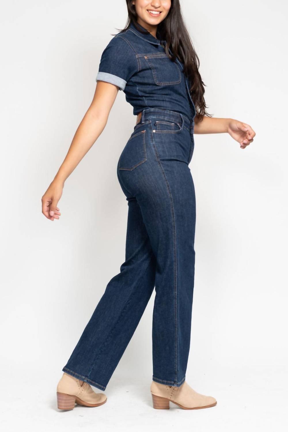 Judy Blue - High Waist Tummy Control Straight Jeans Jumpsuit