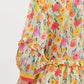 Entro - Floral Breeze Mini Dress with Ruffle Accents & Banded V-Neck Detail