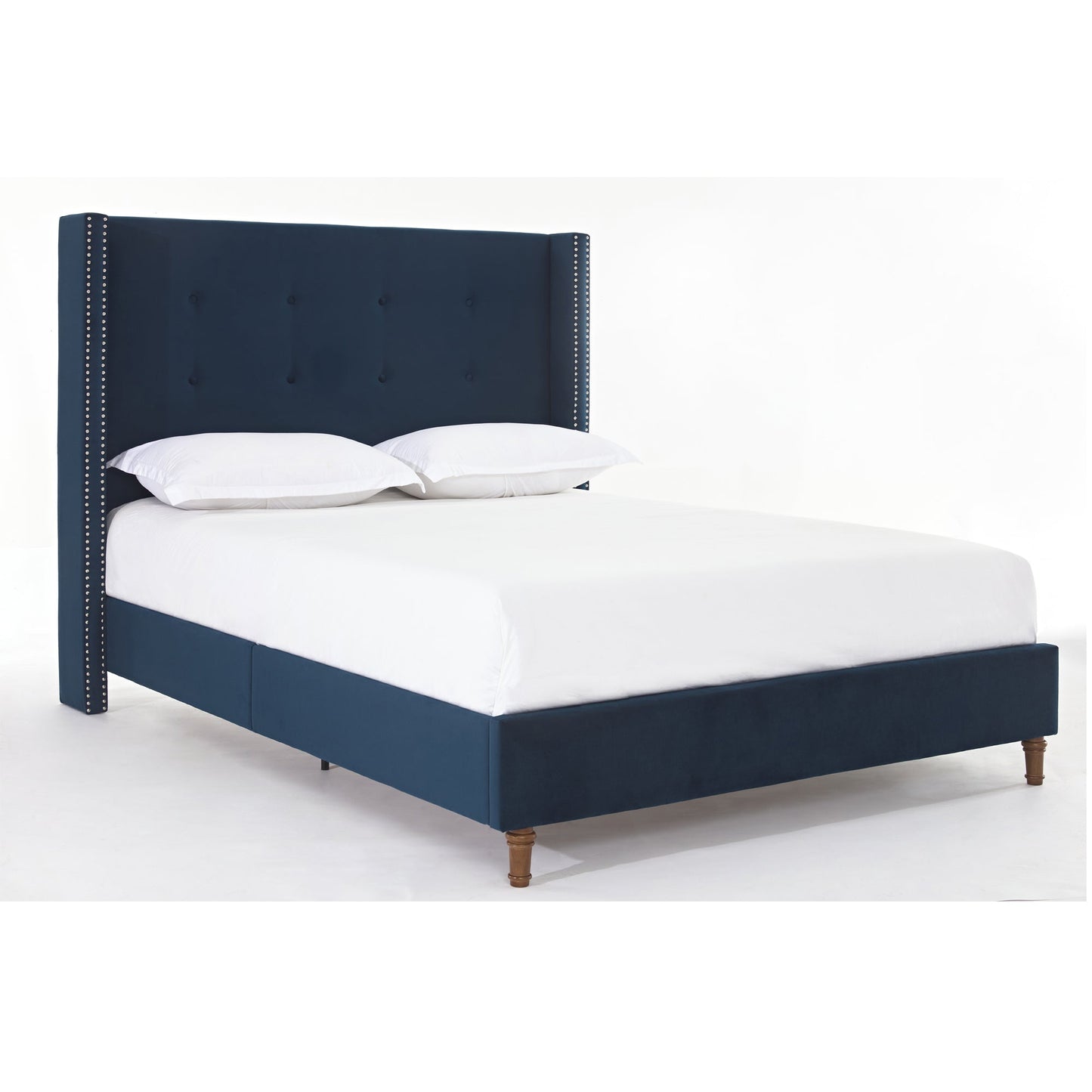 Peyton Upholstered Queen Bed with Blue Velvet