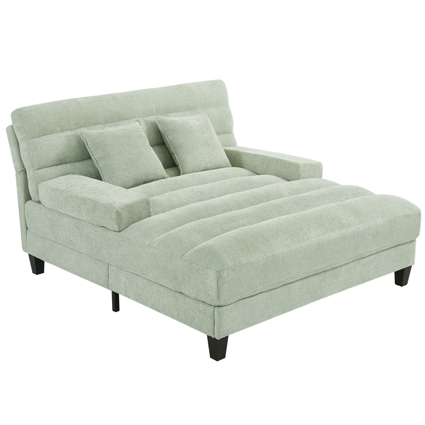 Chaise Bed Lounge Sofa Chair with Adjustable Backrest and LED Light Strip