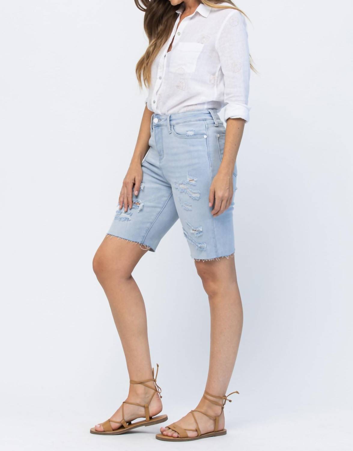 Judy Blue - High Waist Destroyed Cut Off Bermuda Shorts