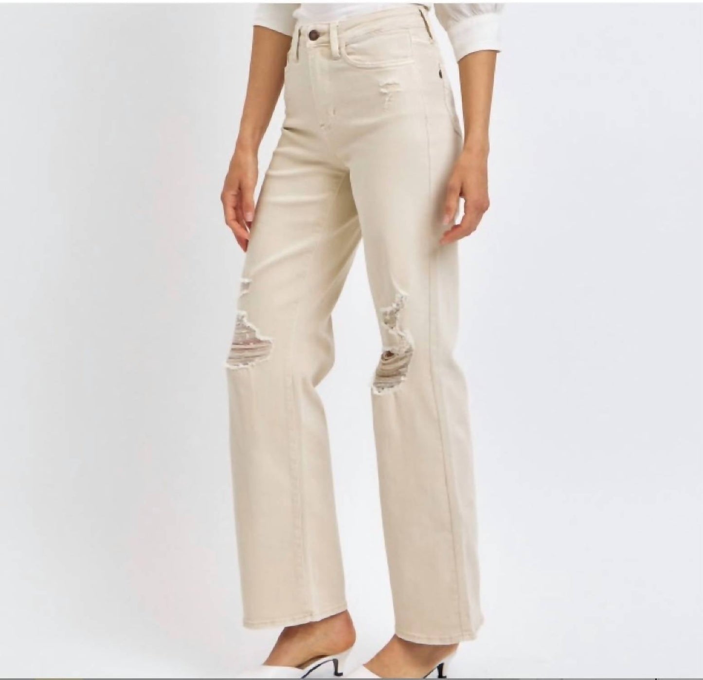 Judy Blue - High Waist Garment Dyed Destroyed Jeans
