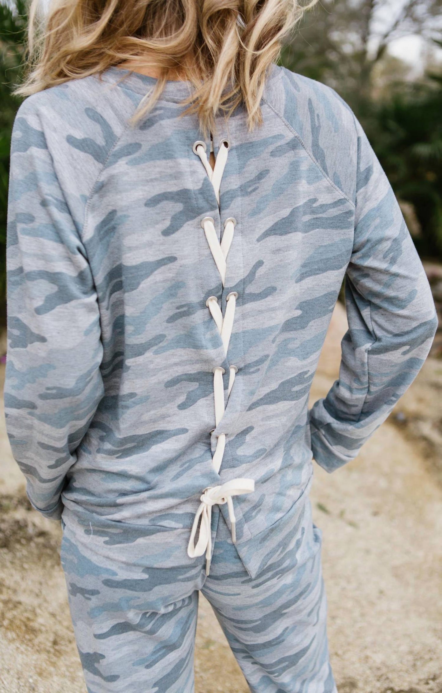 Elan - Lace-up Back Sweatshirt