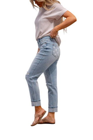 Judy Blue - American Stars Mid-Rise Cuffed Boyfriend Jeans