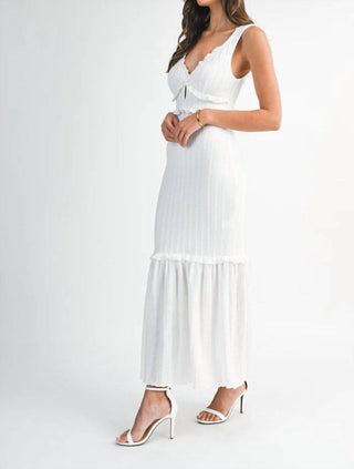 Mable - Chevron Textured Ruffled Knit Dress