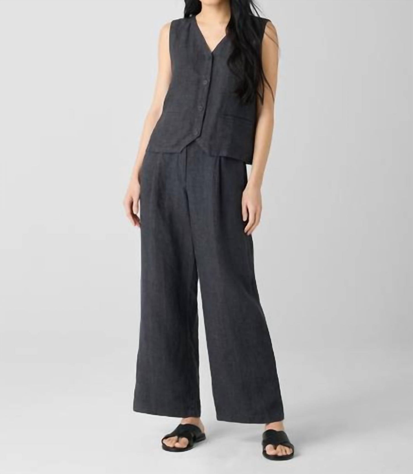 Eileen Fisher - Washed Organic Linen Délavé Vest