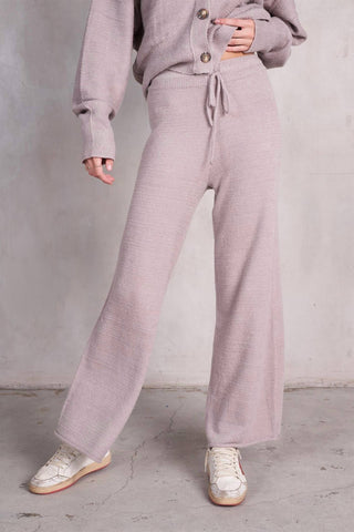 Labiz Fashion - V-neck Wide Cuff Knit Cardigan And Pants