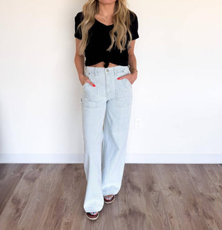 Daze - Zaria Wide Leg Pinstripe Jeans