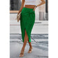 Supreme Fashion - Solid Cross Self Belt Wrap Skirt