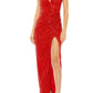 Ieena For Mac Duggal - High Neck Cutout Maxi Sequin Evening Dress