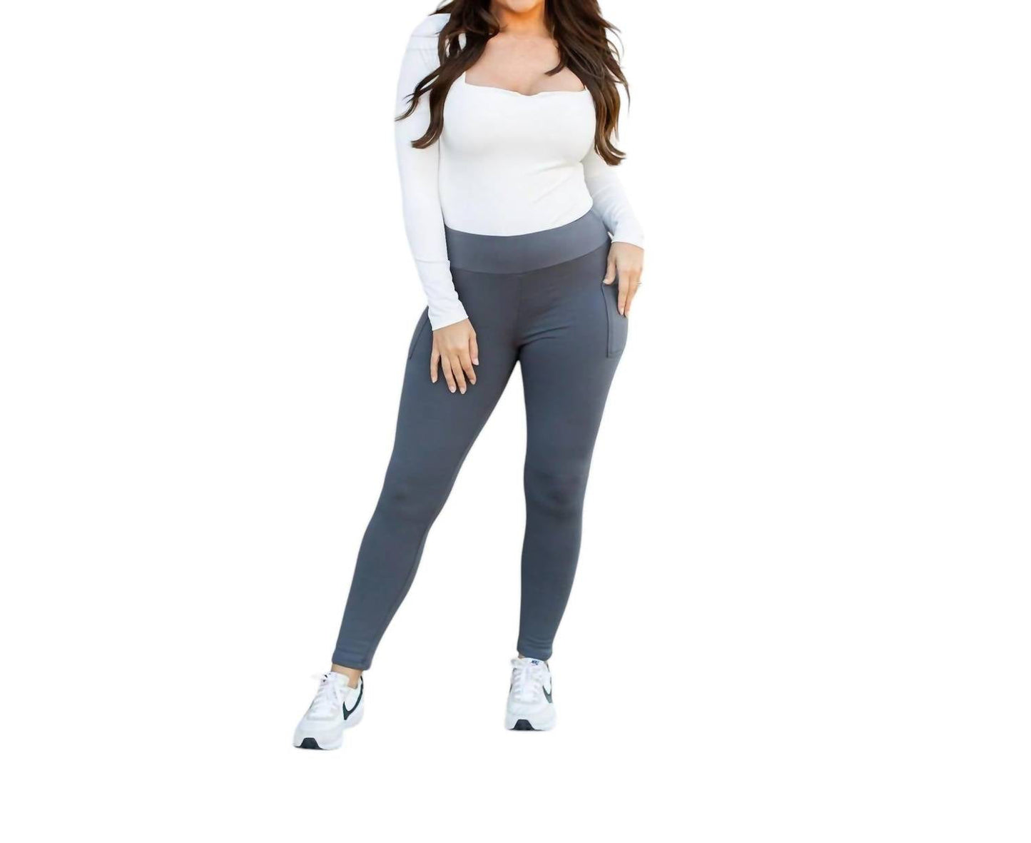 Julia Rose - Fleece Full Length Leggings With Pockets