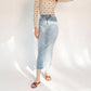 Recollection Brand - Frayed Hem Asymmetrical Stretch Denim Maxi Skirt