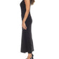 Joseph Ribkoff - Ruched V-neck High Slit Long Dress