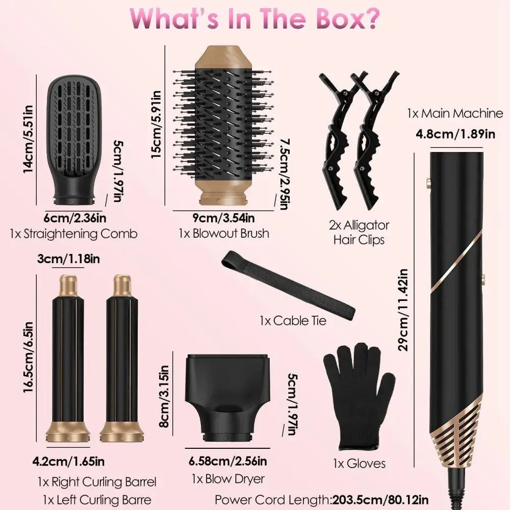 5-in-1 Black and Gold Ionic Hot Air Styler Set