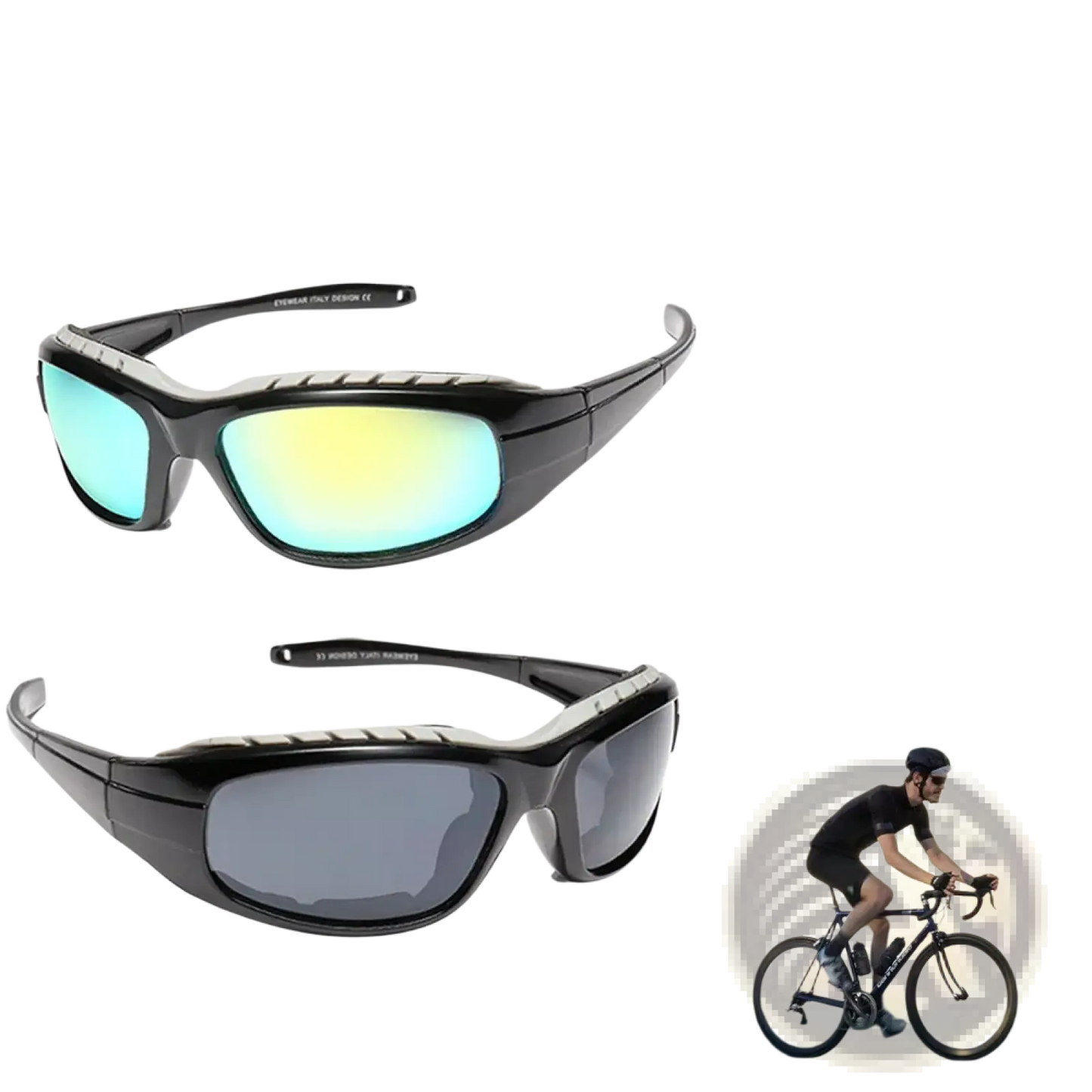2 Pack Padded Motorcycle Riding Glasses with Uv400 Mirror Lenses