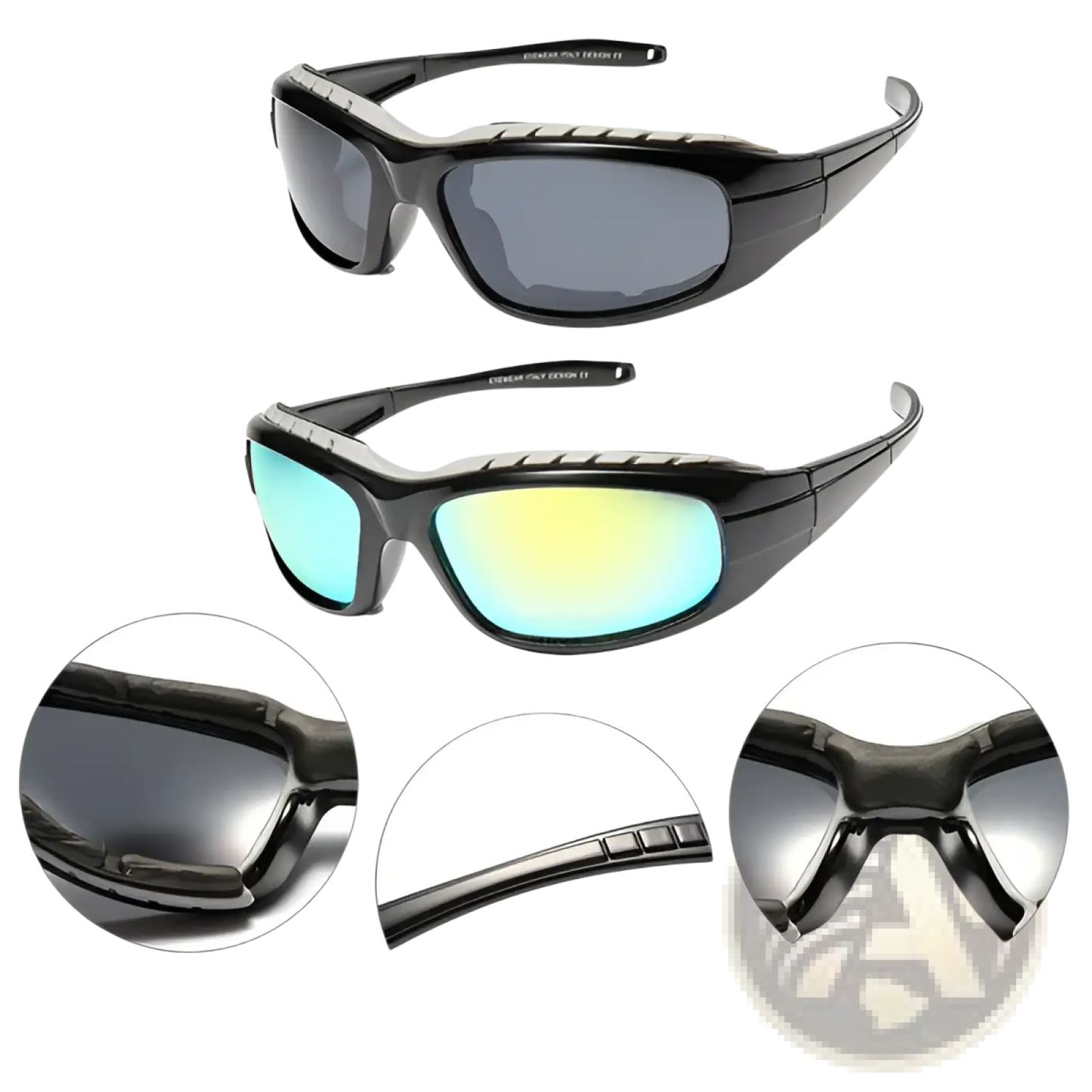 2 Pair Polarized Windproof Sport Riding Sunglasses
