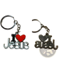 2-piece i Heart Jesus Silver Religious Keychain Set