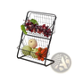 2 Tier Metal Wire Fruit Basket Kitchen Storage Rack