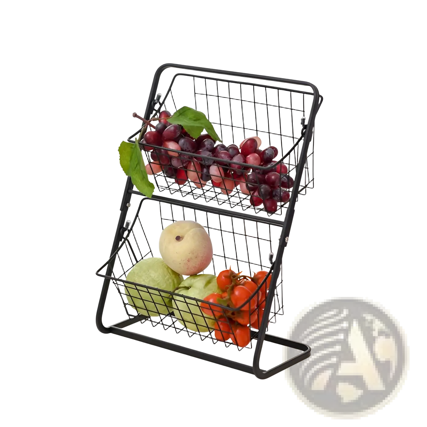 2 Tier Metal Wire Fruit Basket Kitchen Storage Rack