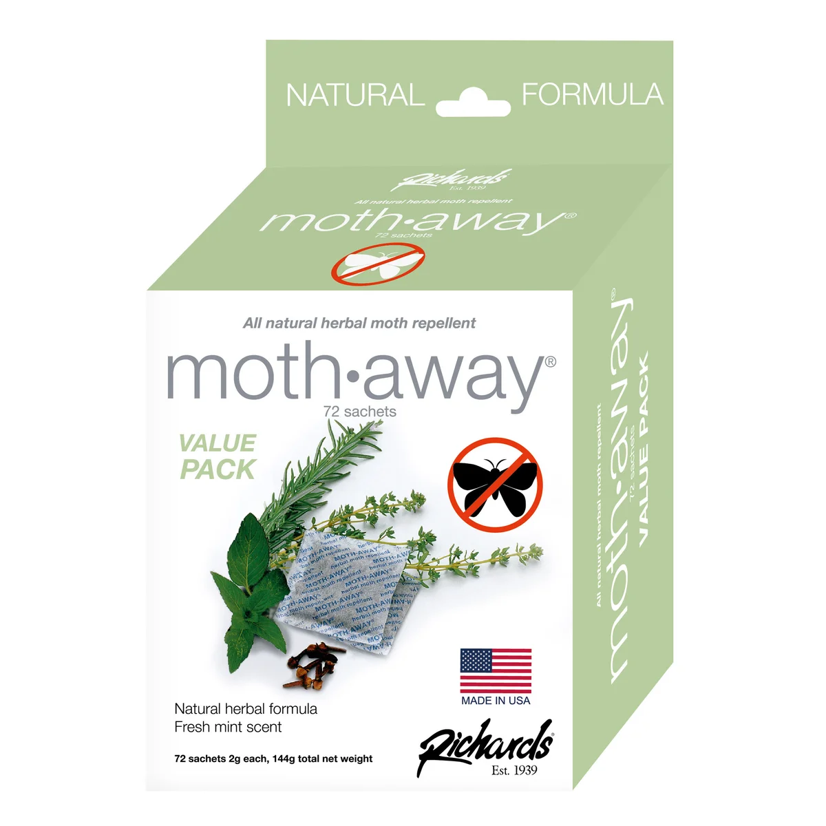Moth Away Sachets Nontoxic (White 2.25" x 2.25")