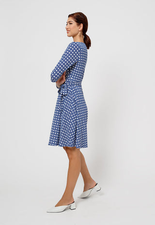 Leota Women's Perfect Wrap 3/4 Sleeve Dress Blue Size Medium