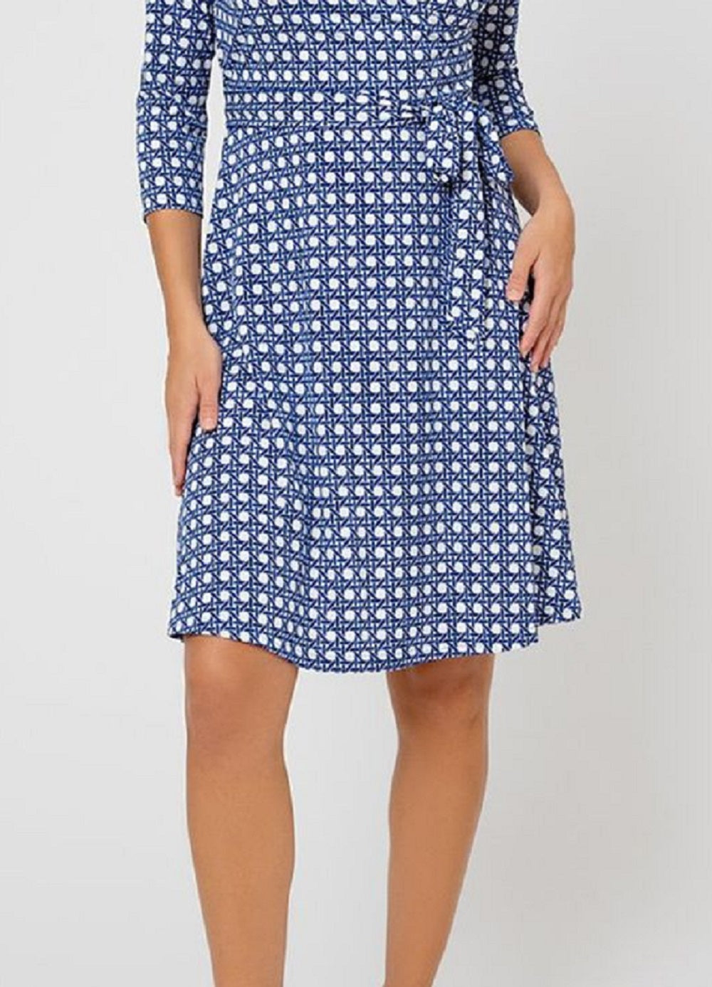 Leota Women's Perfect Wrap 3/4 Sleeve Dress Blue Size Small