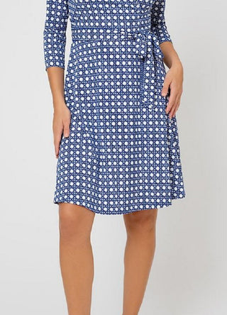 Leota Women's Perfect Wrap 3/4 Sleeve Dress Blue Size Small