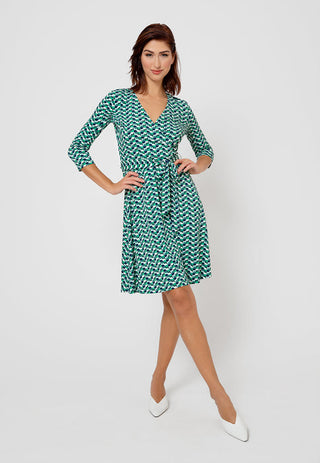 Leota Women's Perfect Wrap 3/4 Sleeve Dress Blue